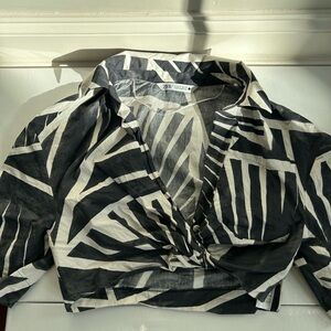 Zara Black and White Zebra Print Blouse